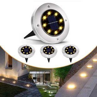 Уличный светильник на солнечной батарее Solar Disk 8LED-DM8 &ndash; садовый фонарь с круглым дизайном 77714161 фото
