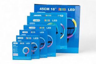 Кільцева світлодіодна RGB Led Лампа 33 см LJ33 із затискачем для телефону та пультом, Стандарт 77714057 фото