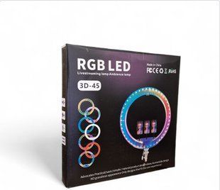 Кільцева світлодіодна RGB Led Лампа 45 см 3D-J45 із затискачем для телефону та пультом, Стандарт 77714798 фото