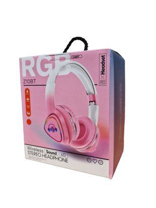 Наушники беспроводные Bluetooth Z10BT, с RGB подсветкой, розовый 77714021 фото