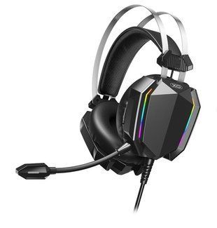 Наушники игровые XO GE-07, проводные, с микрофоном и LED RGB подсветкой, черный 77714311 фото