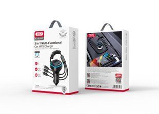 FM модулятор XO BCC07 Smart Bluetooth MP3 Car Charger + One Drag Three Data Cable 5V3.1A with Ambient Light, Чорний, підсвічування 77714362 фото