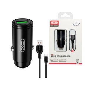 Автомобильное зарядное устройство XO CC39 QC3.0 18W с кабелем для Micro USB, черный 77713856 фото