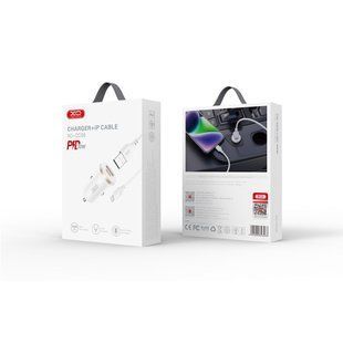 Автомобильное зарядное устройство XO CC56 mini с портами A+C 30W и кабелем Lightning, черный 77714202 фото