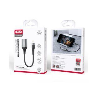 Переходник OTG XO NB201, USB 2.0, скорость передачи 480Mbp, для Lightning (функция OTG), черный 77713839 фото