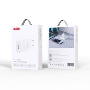 Сетевое зарядное устройство XO L128 120W USB-A с быстрой зарядкой и кабелем Type-C, Белый 77714240 фото