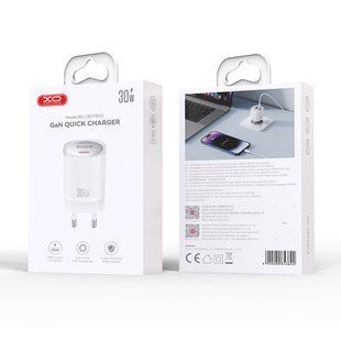 Сетевое зарядное устройство XO CE22 45W с GaN технологией (2USB-C + 2USB-A), Белый 77714430 фото